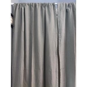 VTG Gingham Curtain Panels 4 Green Beige Check 34x54 Tiebacks Farmhouse Country